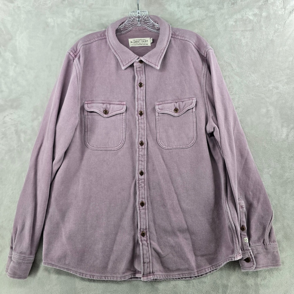 Outerknown Blanket Shirt Mens Large Purple Twill Long Sleeve Heavyweight Flannel - Picture 1 of 7